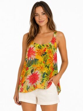 FARM Rio Brazil Tropical Floral Swing Tank Top Cami Sleeveless Blouse Small